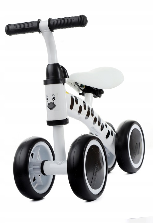 Biały rowerek jeździk pchacz dla dzieci Zebra. Pierwszy rowerek od 1 roku