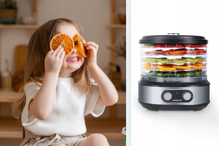 Suszarka Spożywcza do Grzybów Owoców Warzyw Dehydrator INOX 450W Krexus