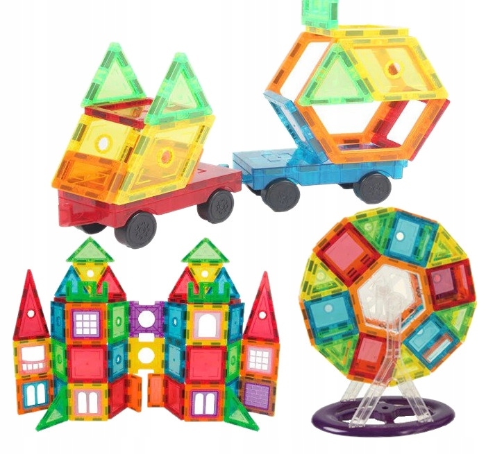 Klocki Magnetyczne Duże Konstrukcyjne 3D Magnetic Tiles Zestaw 106 element.