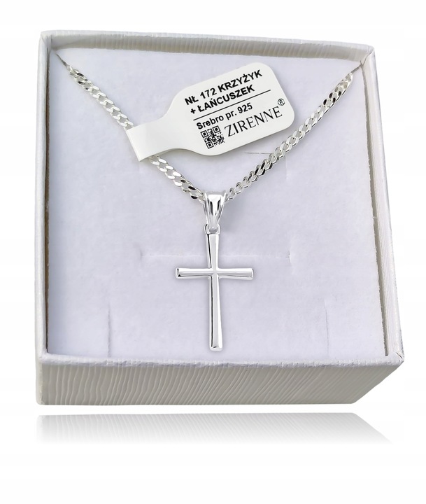 Krzyżyk srebrny łańcuszek zestaw komunijny dla chłopca na prezent chrzest