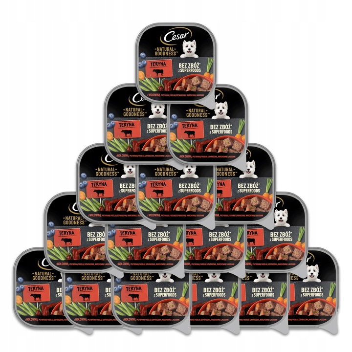 CESAR bezzbożowa mokra karma dla psa wołowina i warzywa w terynie 16 x100 g