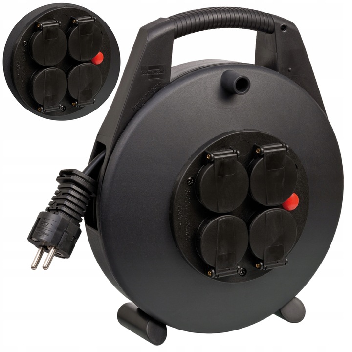 Przedłużacz bębnowy mini na bębnie 4 gniazda kabel 8 m Brennenstuhl