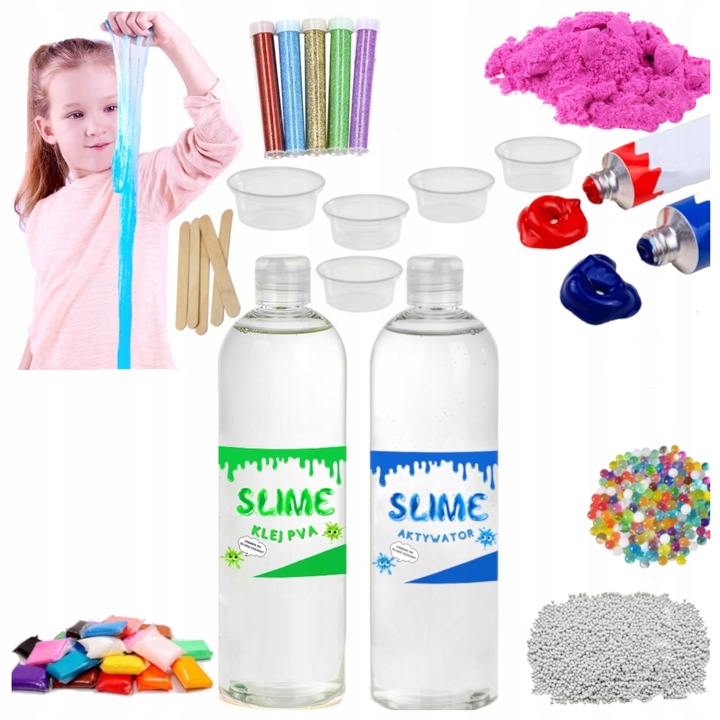 ZESTAW SLIME XXL 13w1 KLEJ PVA DO ROBIENIA GLUTÓW NA PREZENT