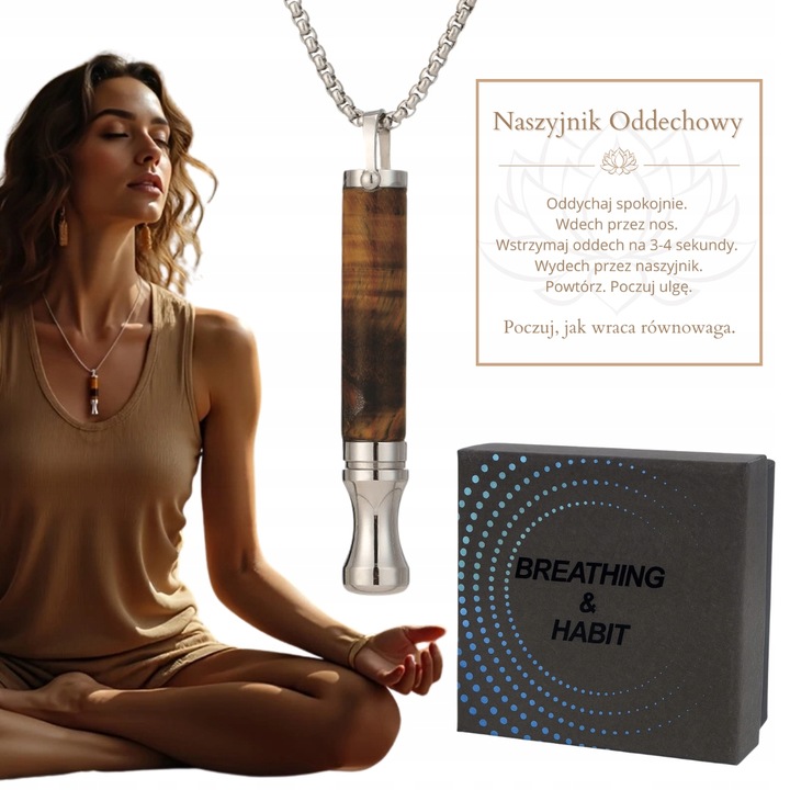 Naszyjnik Do Rzucania Palenia Oddechowy Cichy Nie Gwizda Tygrysie oko Stal