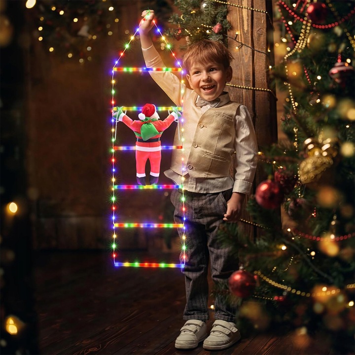 6 drabin Święty Mikołaj Na Drabinie Dekoracja Świąteczna Ozdoba LED Z Timer
