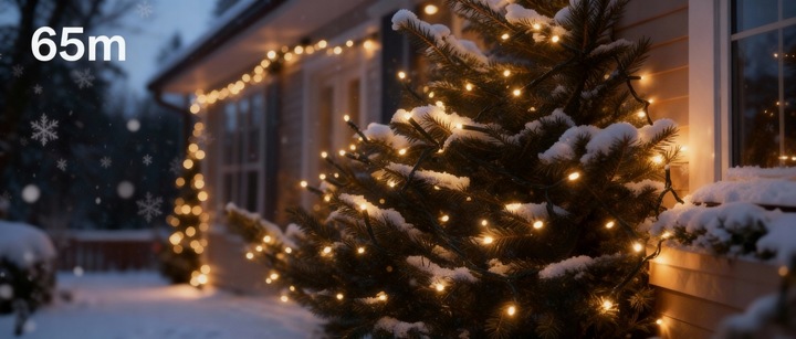 LAMPKI CHOINKOWE ZEWNĘTRZNE 1000 LED WEWNĘTRZNE 65M ŚWIĄTECZNE BIAŁY CIEPŁY