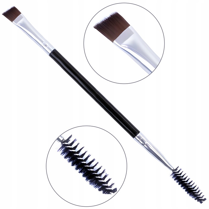 Pędzelek Skośny Do Brwi Ze Szczoteczką Do Rzęs