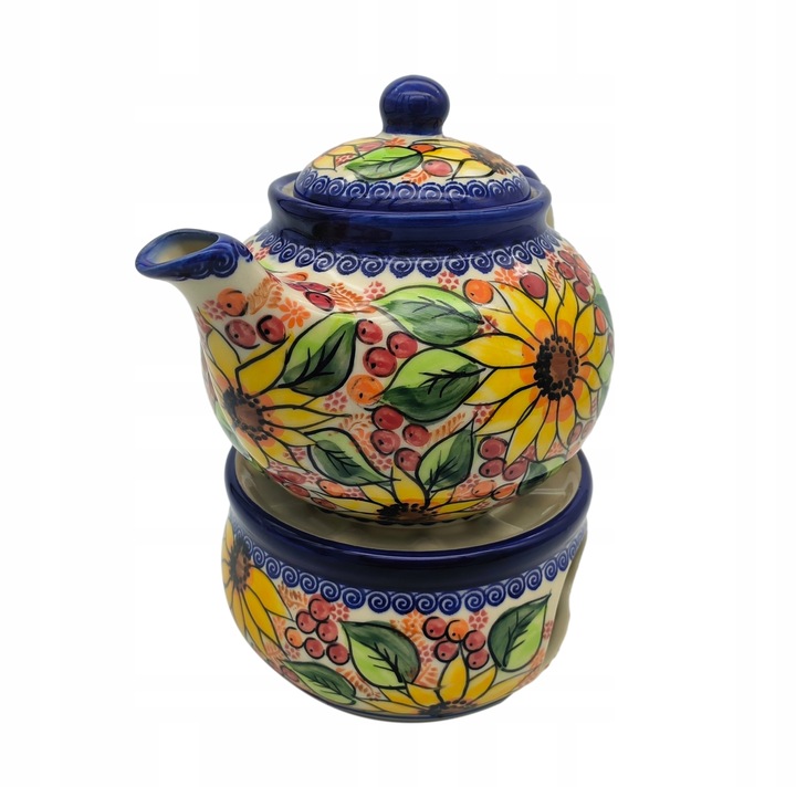 CZAJNIK Z PODGRZEWACZEM CERAMIKA BOLESŁAWIEC