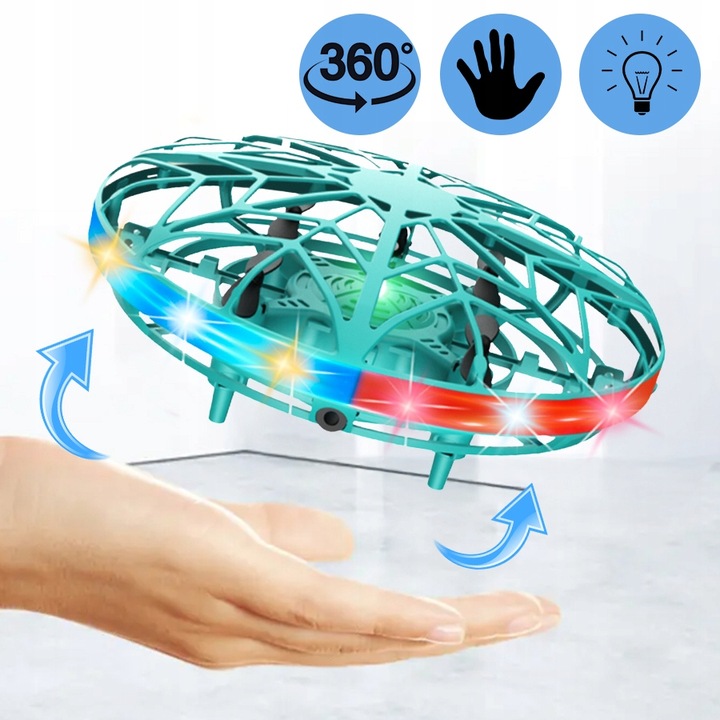 LATAJĄCY mini DRON UFO Dysk Kula Sterowany Ręką Dłonią ŚWIECĄCY LED IR