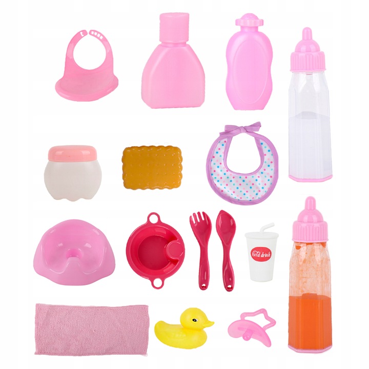 Zestaw dla lalki nocnik butelka śliniak plecak – akcesoria do karmienia