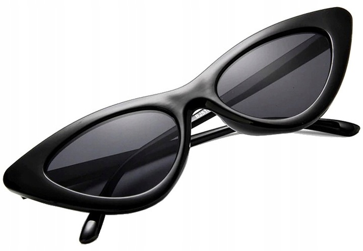 Okulary pilotki KOCIE OKO czarne PROSTOKĄTNE retro Damskie Przeciwsłoneczne