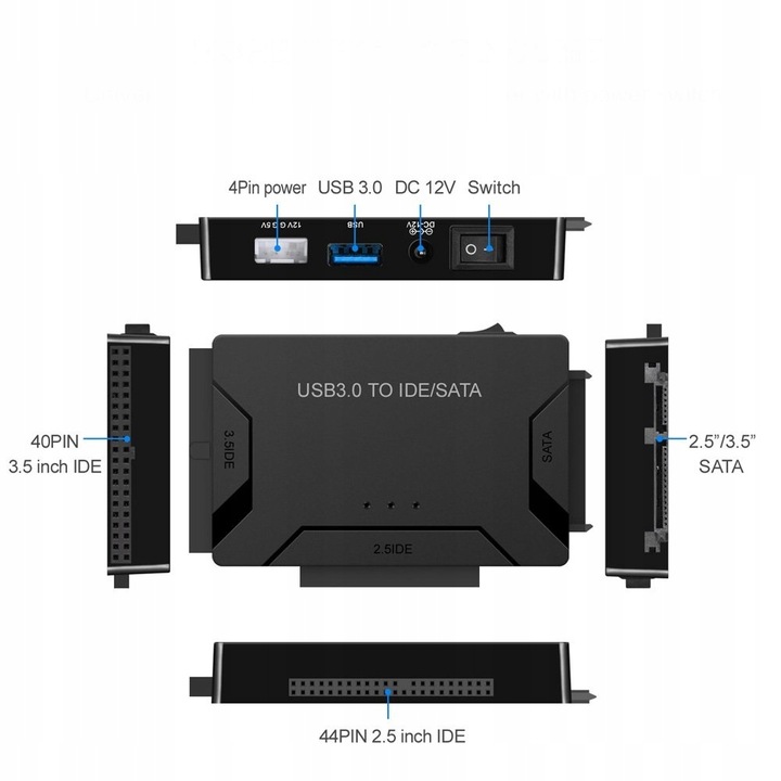 Adapter MOSTEK Dysków USB 3.0 SATA IDE 2,5 3,5 "