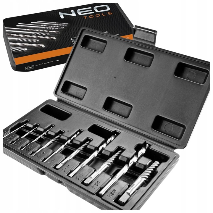 WYKRĘTAKI DO ZERWANYCH ŚRUB Z WIERTŁAMI PILOTUJĄCYMI 10el 09-609 NEO TOOLS