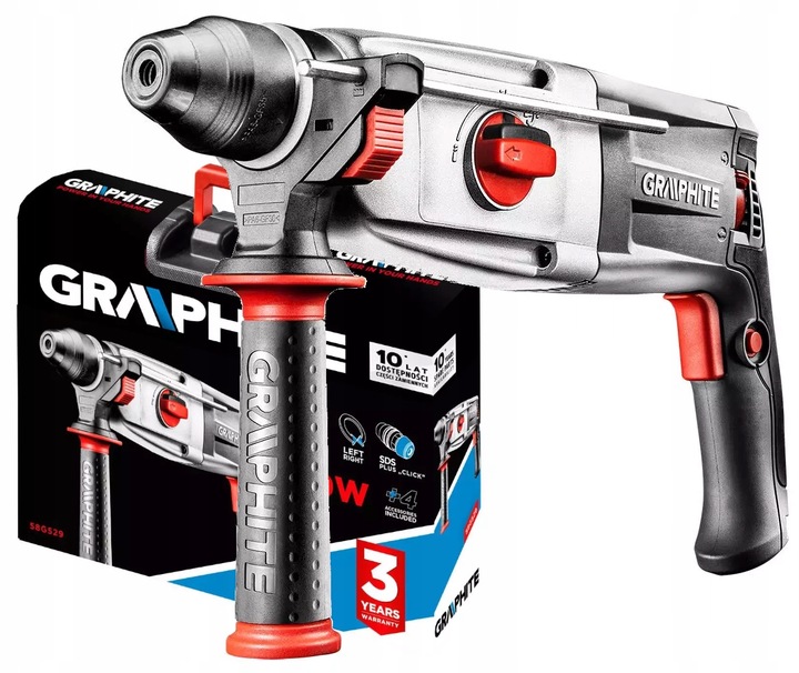 MŁOTOWIERTARKA MŁOT WIERTARKA SDS-Plus 800W AKCESORIA 3,2J GRAPHITE 58G529