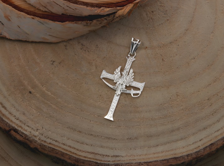 SREBRNY DUŻY KRZYŻ KRZYŻYK SREBRO PRÓBY 925 HONOR OJCZYZNA