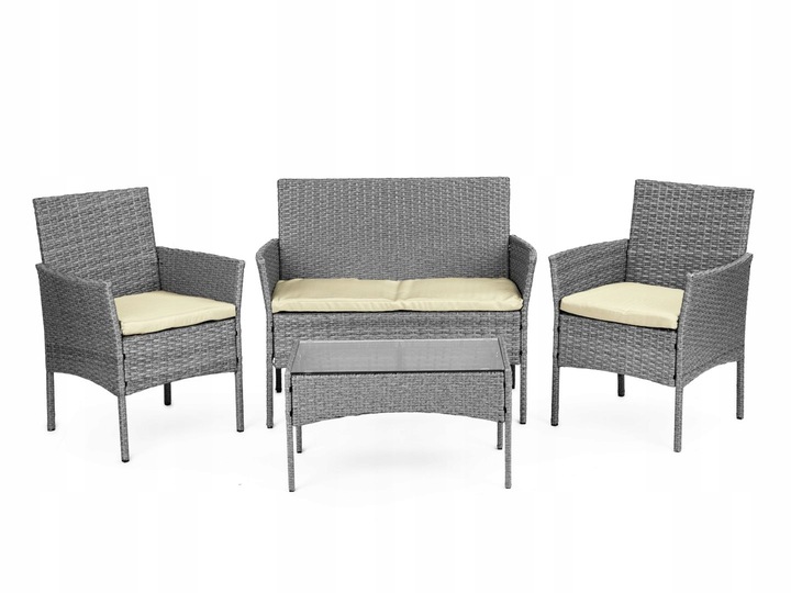 Komplet mebli ogrodowych z technorattanu ławka stolik krzesła szary MG