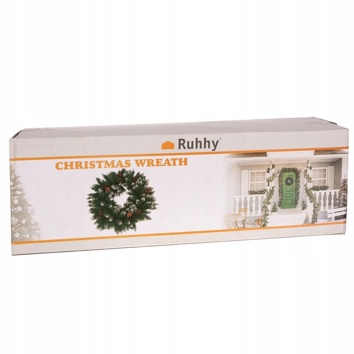 STROIK ŚWIĄTECZNY WIANEK NA DRZWI DEKORACYJNY OZDOBNY OZDOBA 45CM OŚNIEŻONY