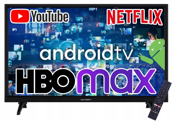 Telewizor SMART Android TV 32 cale HD WiFi DVB-T2 HEVC APLIKACJE Netflix