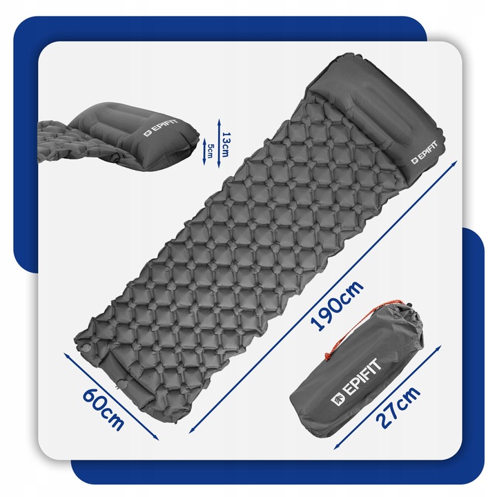 Materac Samopompujący Jednoosobowy Pojedynczy do Spania Pod Namiot 190x60cm