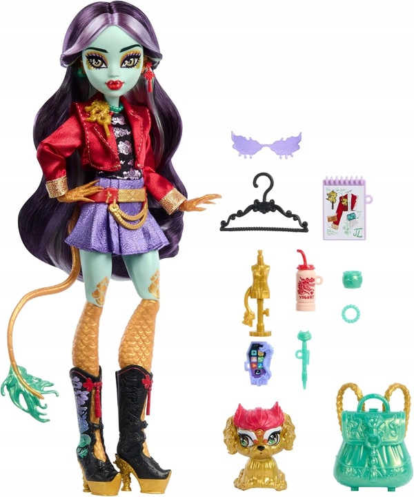 LALKA MONSTER HIGH JINAFIRE LONG lalka smok z pieskiem Cloudy „Yun Yun”