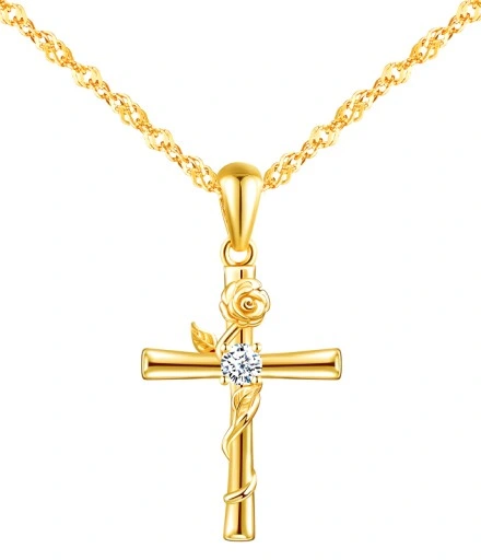ZŁOTY NASZYJNIK KOMUNIA CHRZEST KRZYŻYK ŁAŃCUSZEK SREBRO POZŁACANE