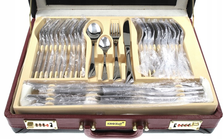 ZESTAW SZTUĆCE KOMPLET WALIZKA POŁYSK 72 KINGHOFF