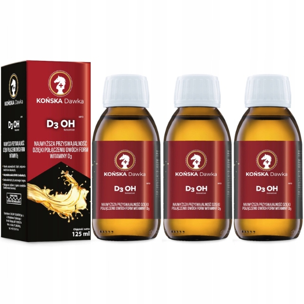 Zestaw Witamina D3 OH K2 50000 Końska Dawka Carska B3 B12 w płynie 125m x3