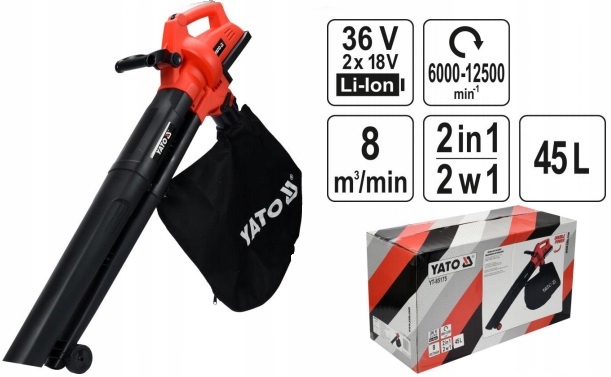YATO DMUCHAWA AKUMULATOROWA DO LIŚCI ODKURZACZ OGRODOWY 2x18V 45L KORPUS