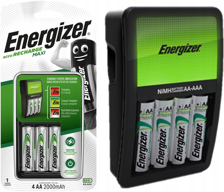 Ładowarka ENERGIZER Maxi Baterii AAA R3 AA R6 + 8x Akumulatorki AA 2000mAh