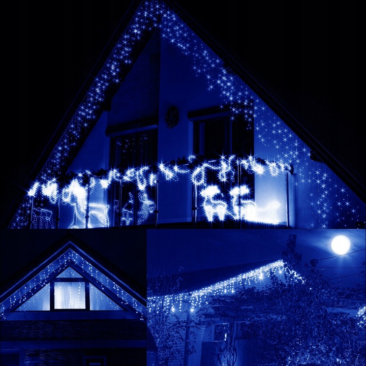 LAMPKI SOPLE 300 LED ZEWN. NIEBIESKIE CHOINKOWE FLASH KURTYNA ŚWIETLNA IP44