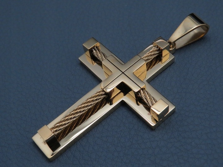 DUŻY KRZYŻ KRZYŻYK ZAWIESZKA NA ŁAŃCUSZEK STAL 316