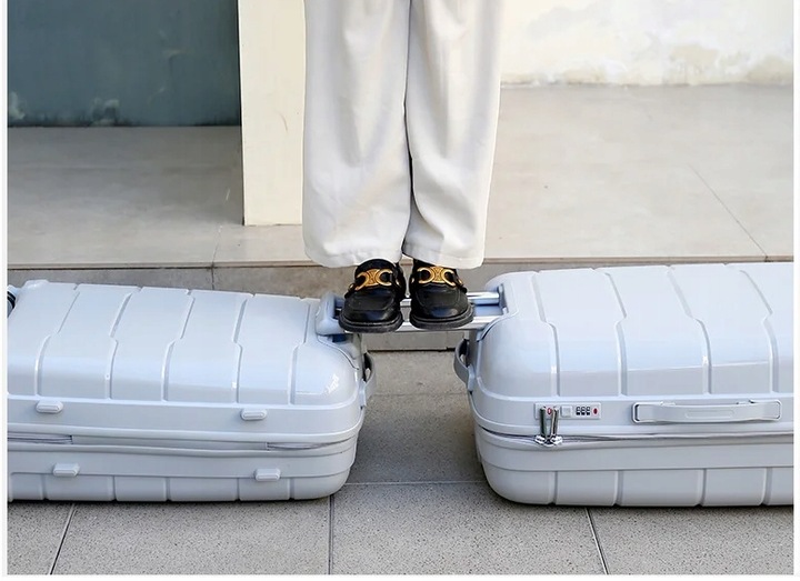 WALIZKA KABINOWA 37L srebrna szarość 55cm x 35cm x 22cm polipropylen twarda