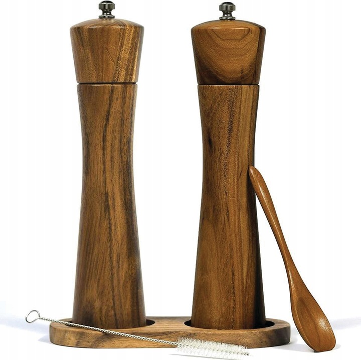 2×Ręczny Młynek Do Soli I Pieprzu zestaw z podstawką