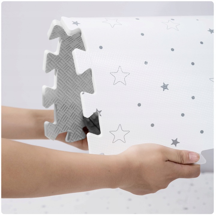 MATA PIANKOWA EVA PUZZLE MIĘKKA DLA DZIECI GWIAZDKI 150x150cm RICOKIDS