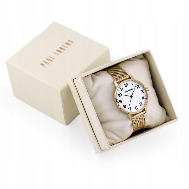 ZEGAREK DAMSKI PAUL LORENS ARTENA złoty cyfry czytelny +BOX +GRAWER