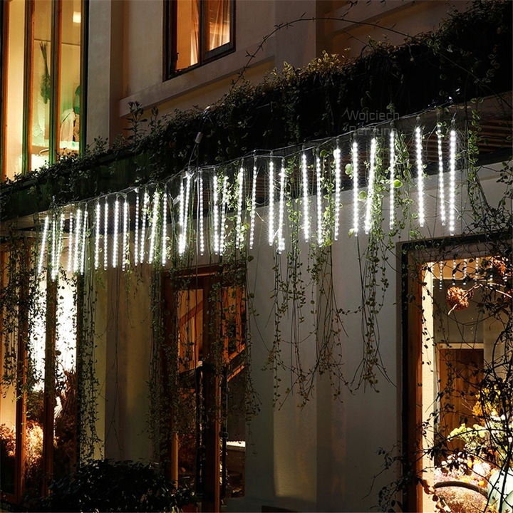 SOPLE METEORY BIAŁE ZIMNE LED LAMPKI PADAJĄCY ŚNIEG 30cm BIAŁY ZIMNY