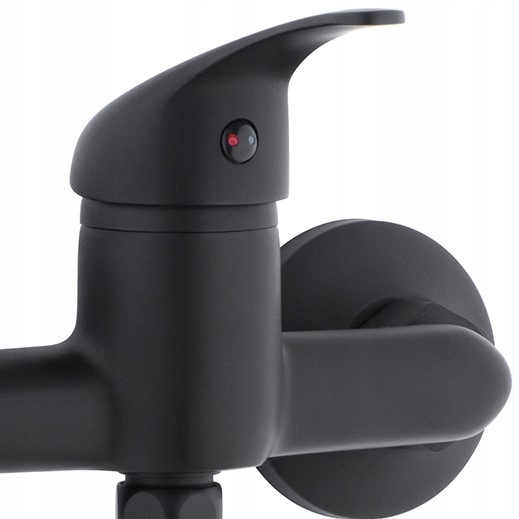 Bateria prysznicowa czarna ścienna jednouchwytowa ze słuchawką i wężem YOKA