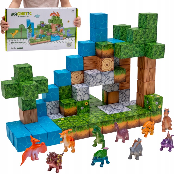 Magnetyczne klocki kostki budowlane modułowe konstrukcyjne 3d 114 elementów