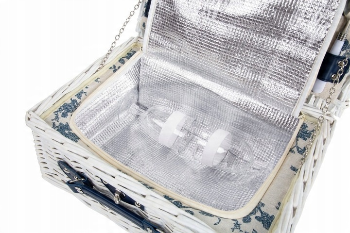 KOSZ NA PIKNIK KOSZYK PIKNIKOWY WIKLINOWY TERMICZNY Z WYPOSAŻENIEM DLA 2 OS