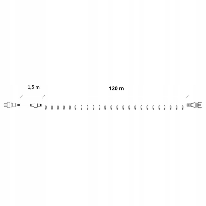 LAMPKI CHOINKOWE 1500 LED ZEWNĘTRZNE 121,5 M ŚWIATEŁKA STAŁE BIAŁE ZIMNE