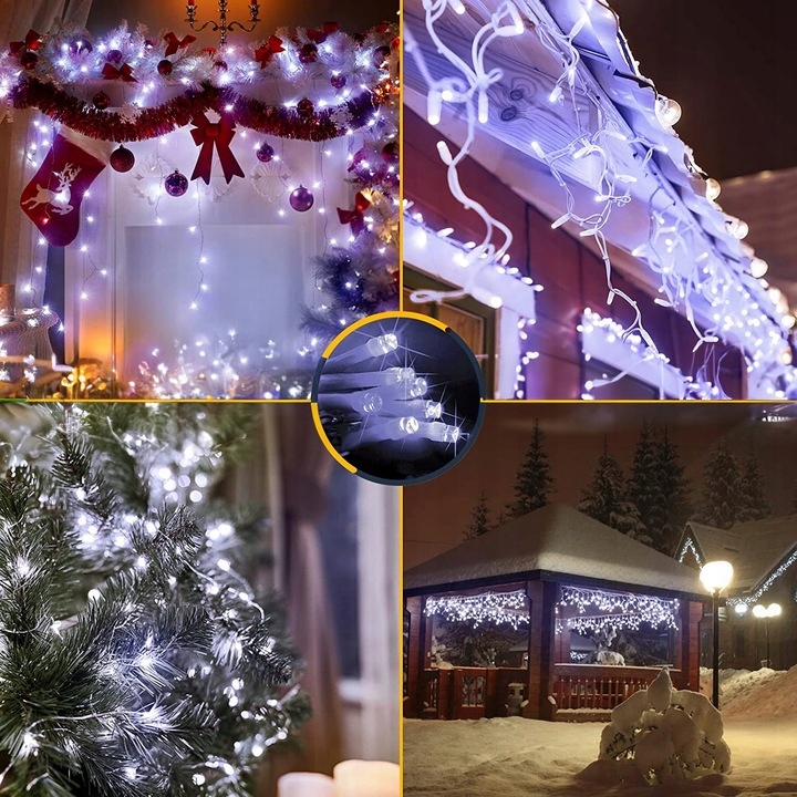 SOPLE 500LED FLASH BIAŁE ZIMNE 23M LAMPKI KURTYNA ZEWNĘTRZNA ŚWIĄTECZNA