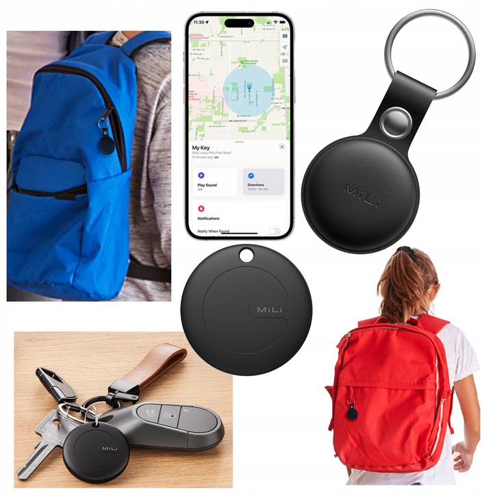 Lokalizator GPS MiTag MiLi do iOS + Ochronne Etui do plecaka kluczy dla psa