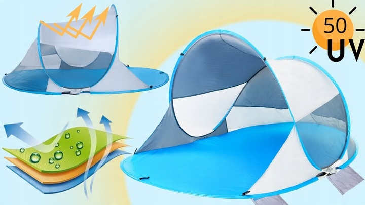 NAMIOT PLAŻOWY SAMOROZKŁADAJĄCY FILTR UV PARAWAN pop up ochrona na słońce