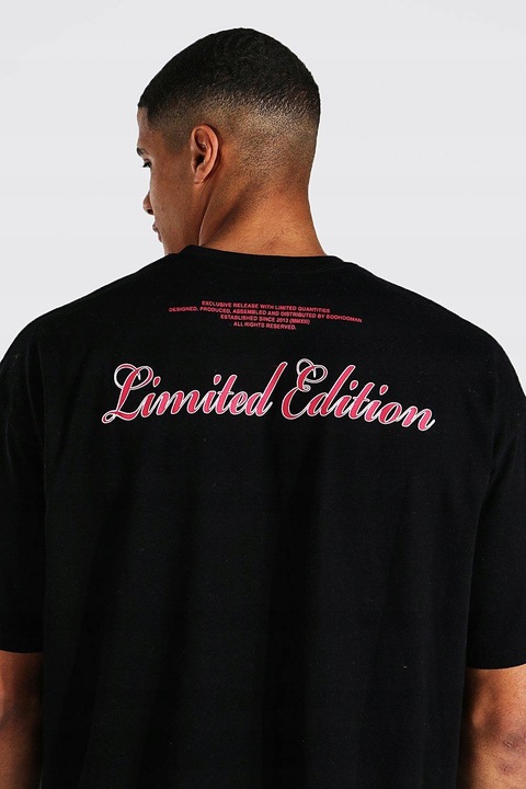 T-SHIRT MĘSKI BAWEŁNIANY OVERSIZE Z NADRUKIEM MIŚ I NAPISY BOOHOO L