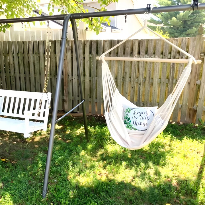 FOTEL WISZĄCY OGRODOWY BUJANY KOKON KRZESŁO BRAZYLIJSKIE HUŚTAWKA BOHO BEŻ