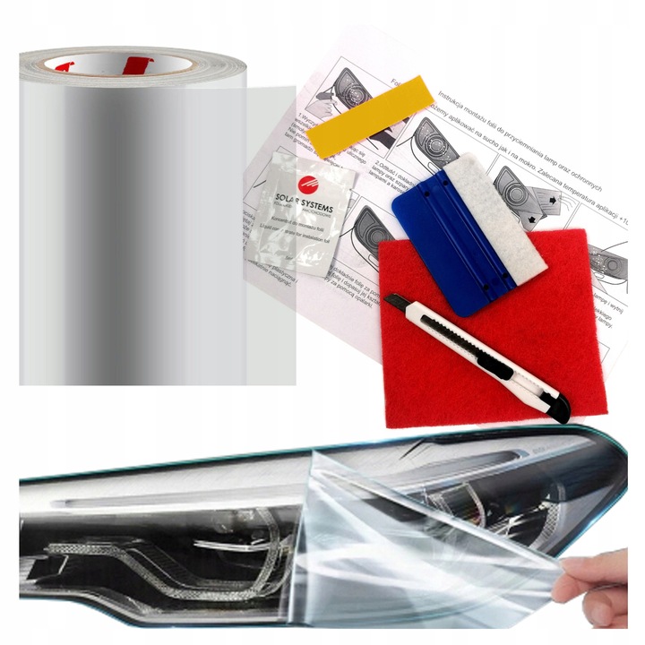 Folia Ochronna PPF Do Lamp, Zderzaków, Karoserii Bezbarwna Reflektory Progi