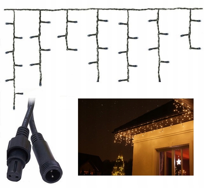 Kurtyna Świetlna LED 120 Sople Białe Ciepłe Flash Zewnętrzna IP44 8,7 m