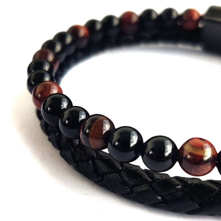 Bransoletka męska skórzana REGULOWANA Z TYGRYSIM OKIEM PREZENT Versatile