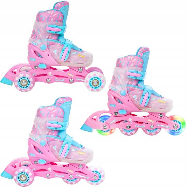 Rolki Wrotki Regulowane 3w1 RAVEN Caramell 26-29 Kółko LED