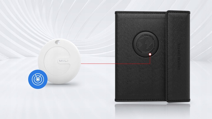 Lokalizator GPS MILI portfel podróżny z lokalizatorem MiTag APPLE IOS